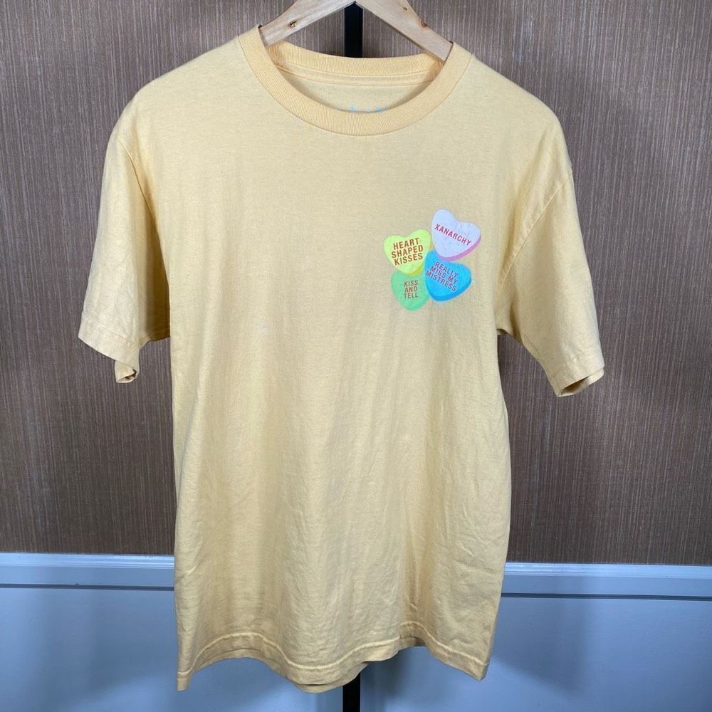 Xanarchy Lil Xan Men's Candy Hearts Valentines Day Tee Shirt Yellow Size Medium